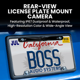 Boss LPCB36 rearview camera provides a wide-angle view for easy parking.