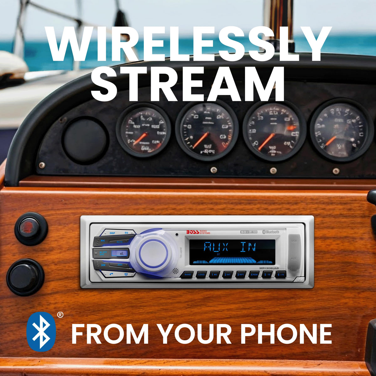 BOSS Audio Systems detachable faceplate removed, easy theft prevention and storage