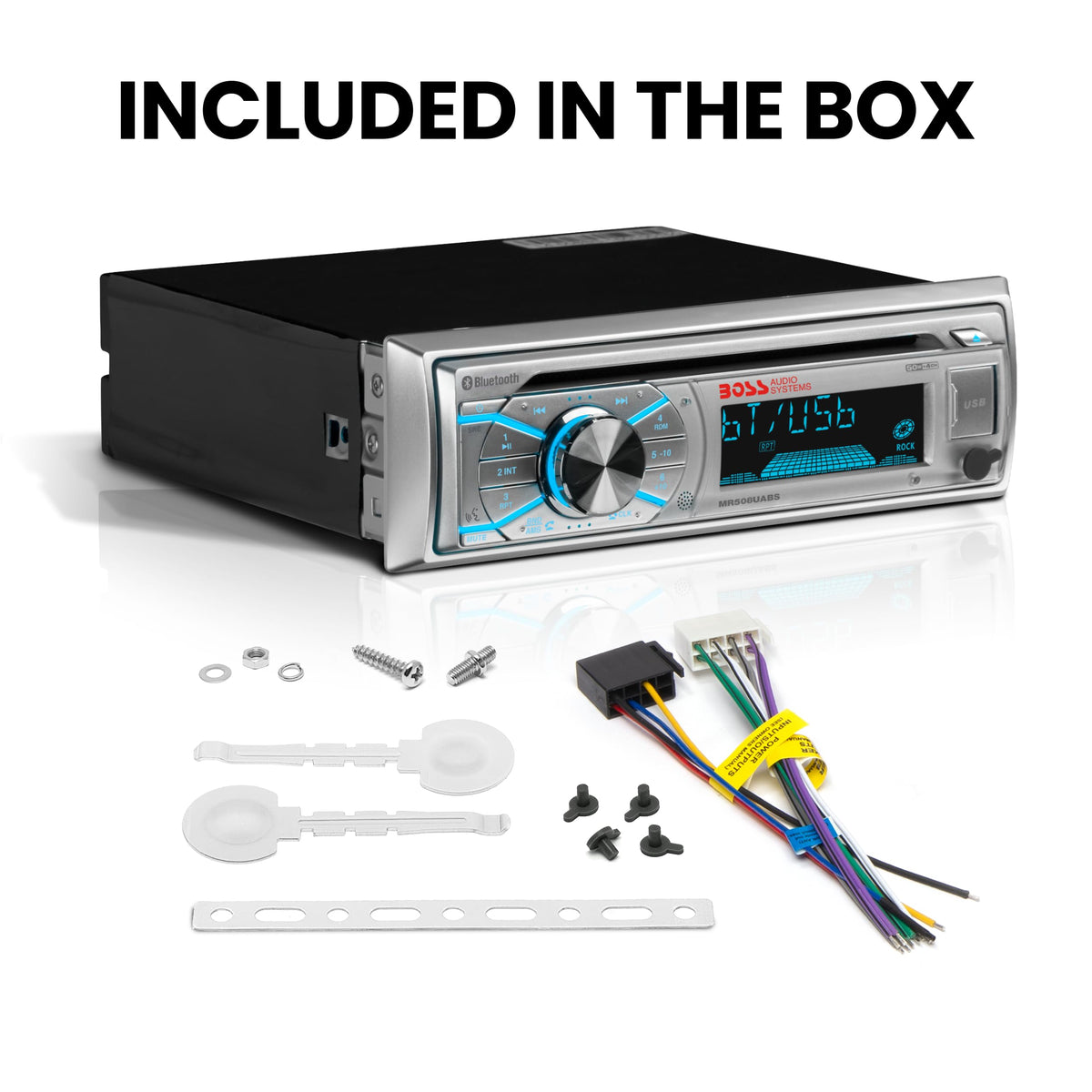 BOSS Audio Systems rear terminals showing pre-amp outputs for speaker expansion