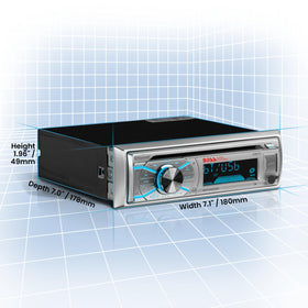 BOSS Audio Systems installed on a boat dashboard providing clear sound and control