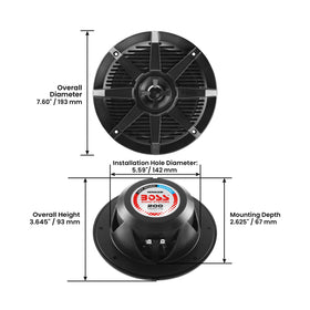 BOSS Audio Systems MR62B mylar dome tweeter detail for clear high frequencies