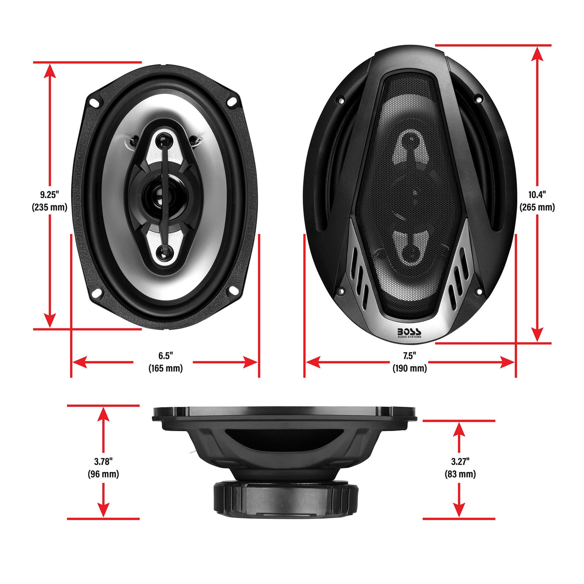 BOSS Audio Systems back magnet and basket view showing robust motor assembly benefits