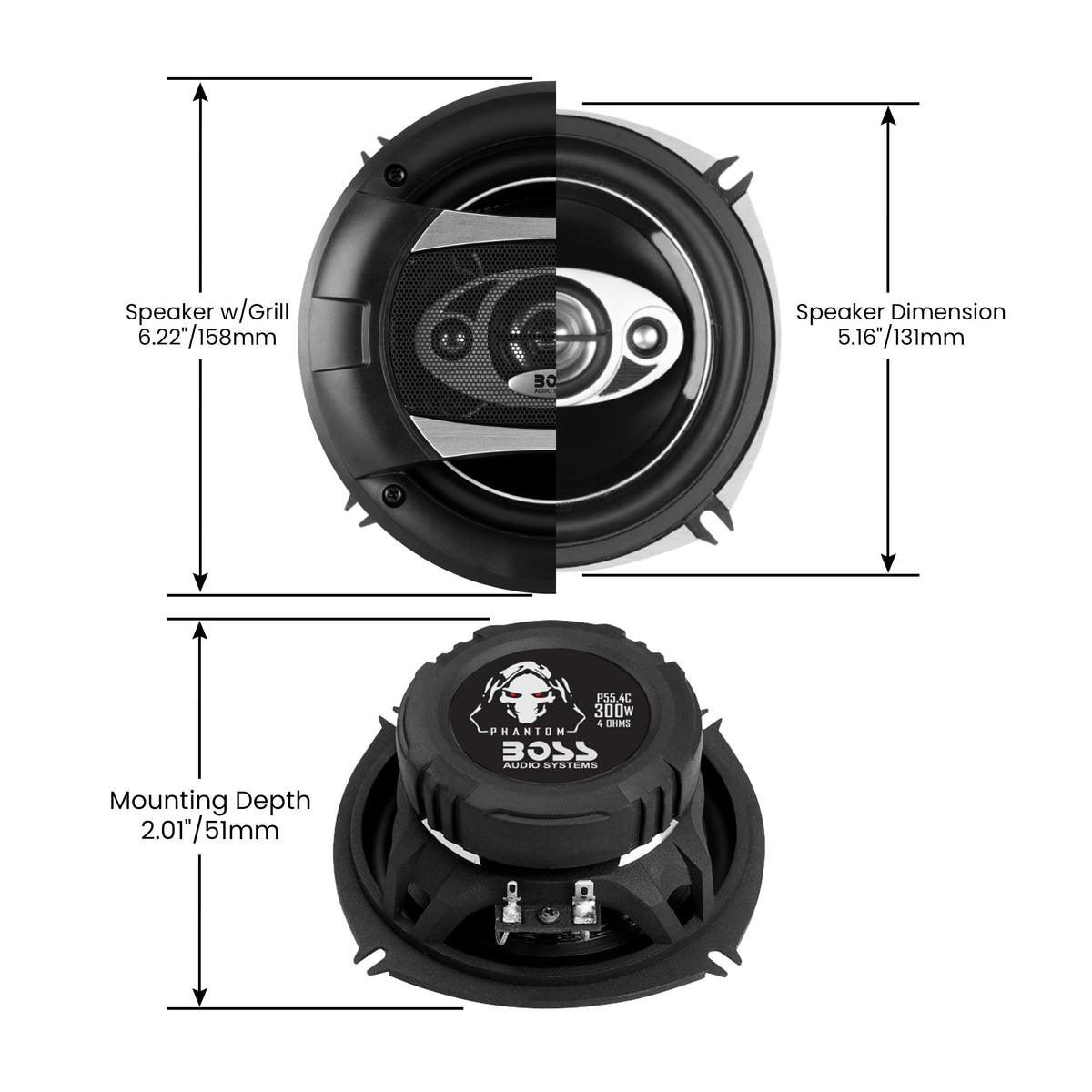 BOSS Audio Systems speaker installed in car door demonstrating shallow mount advantage