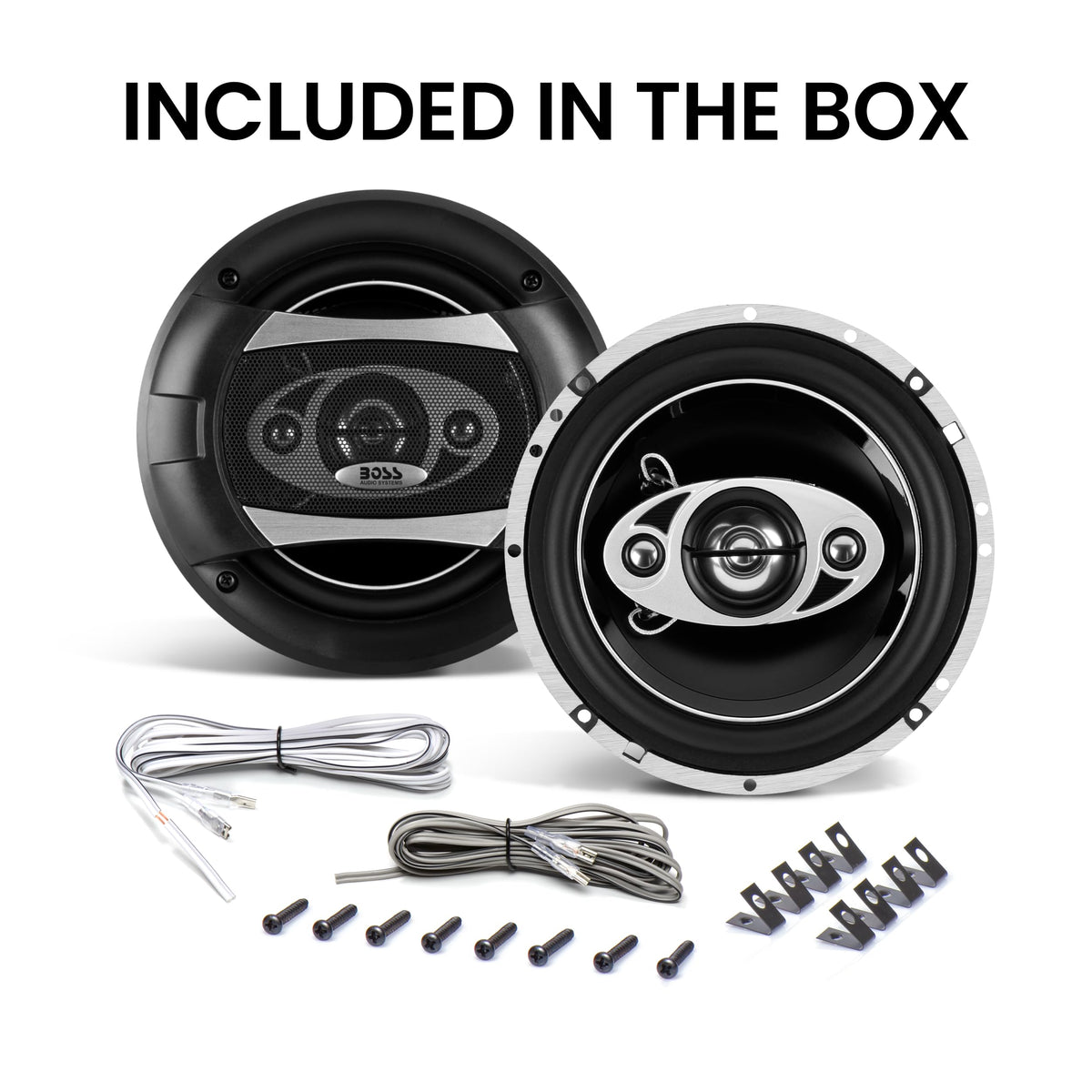 BOSS Audio Systems speaker beside measuring tape showing size and 2.48 inch mounting depth