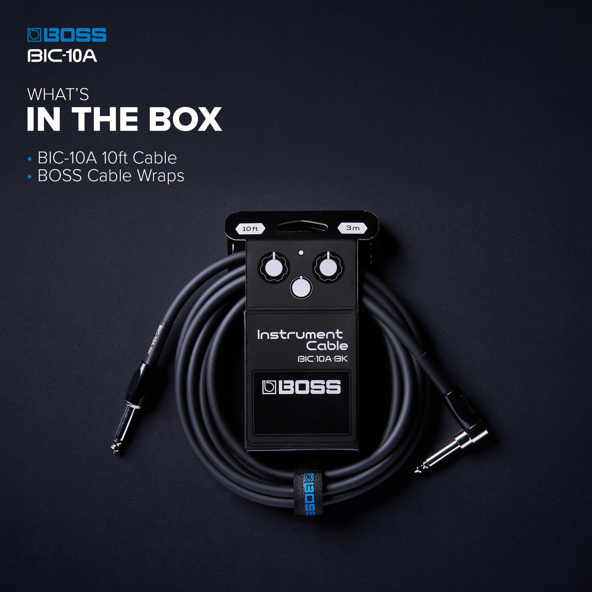 BOSS cable on pedalboard in use showing tidy routing and visual coordination benefit