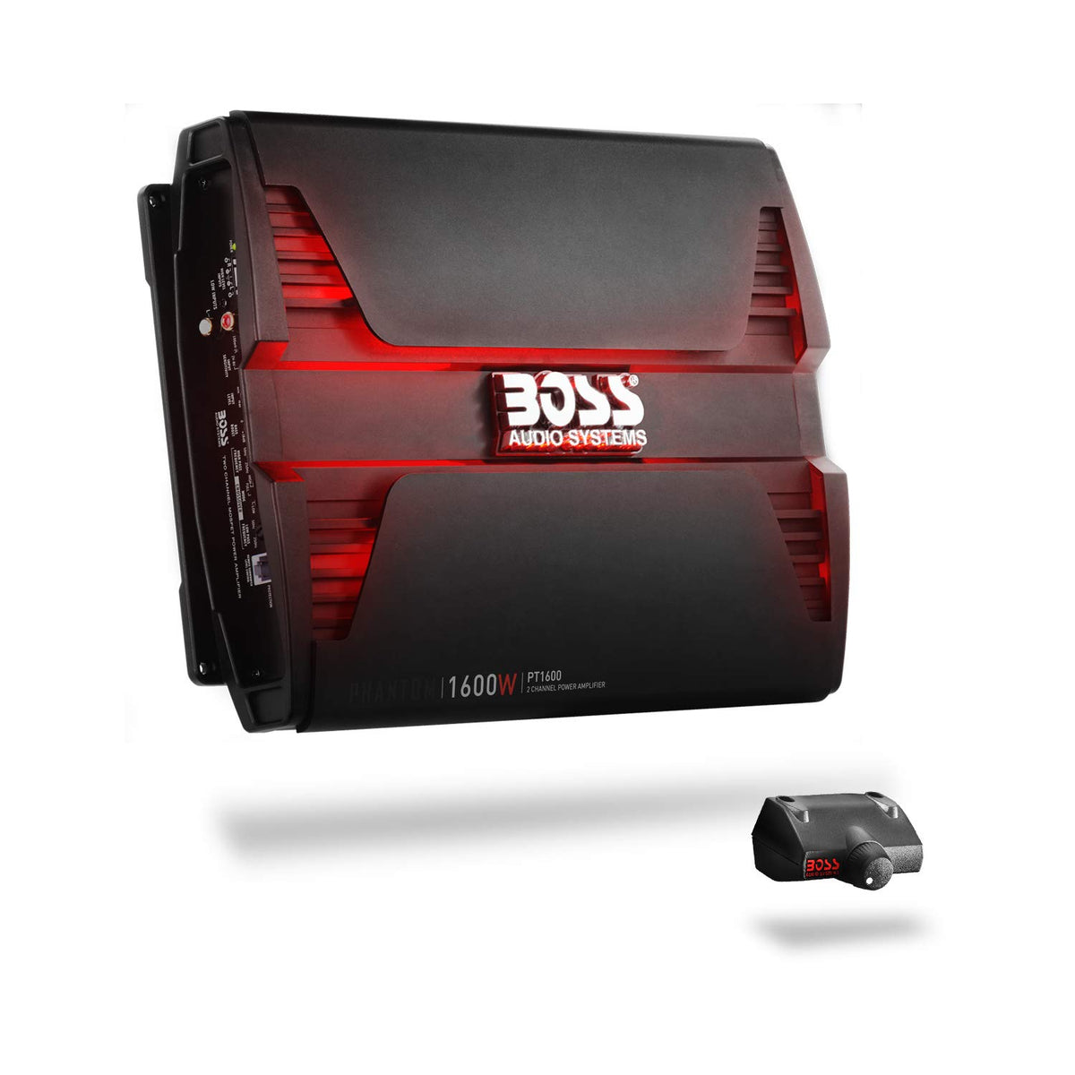 BOSS Audio Systems PT1600 front panel showing controls and LED illumination for easy tuning