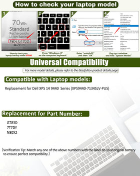 bossfulton GT83D battery compatibility with 7T7DY and N80X2 part numbers