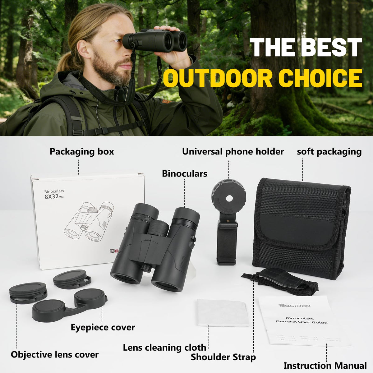 BOSTRON 8x32 binoculars ideal for travel and cruises