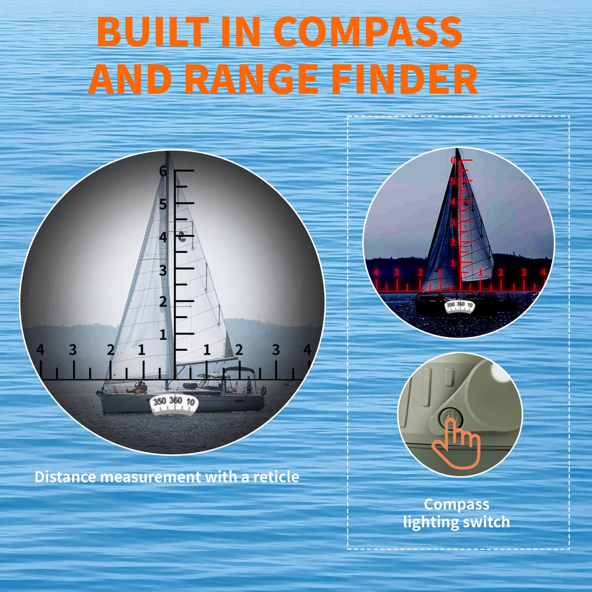 BOSTRON IPX7 waterproof floating binoculars designed for boating safety.