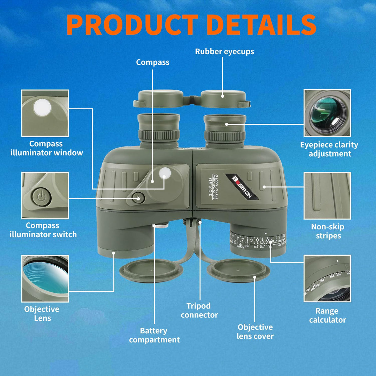 BOSTRON nitrogen-filled fog-proof design maintains clarity in changing conditions.