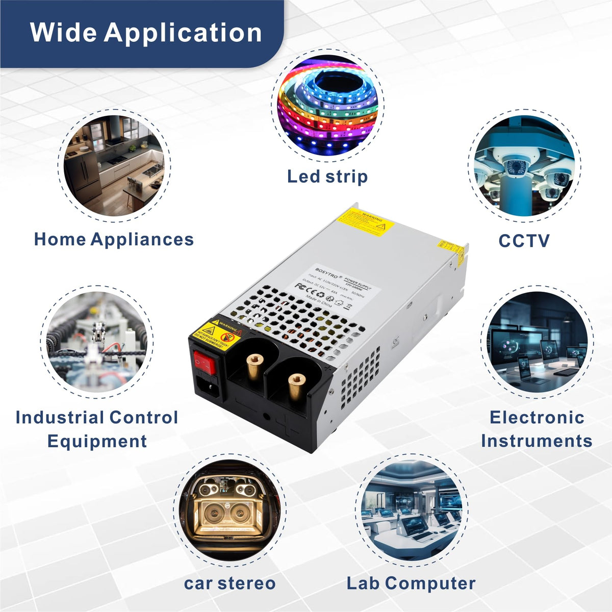 Bosytro 12V power supply suitable for CCTV and lab setups