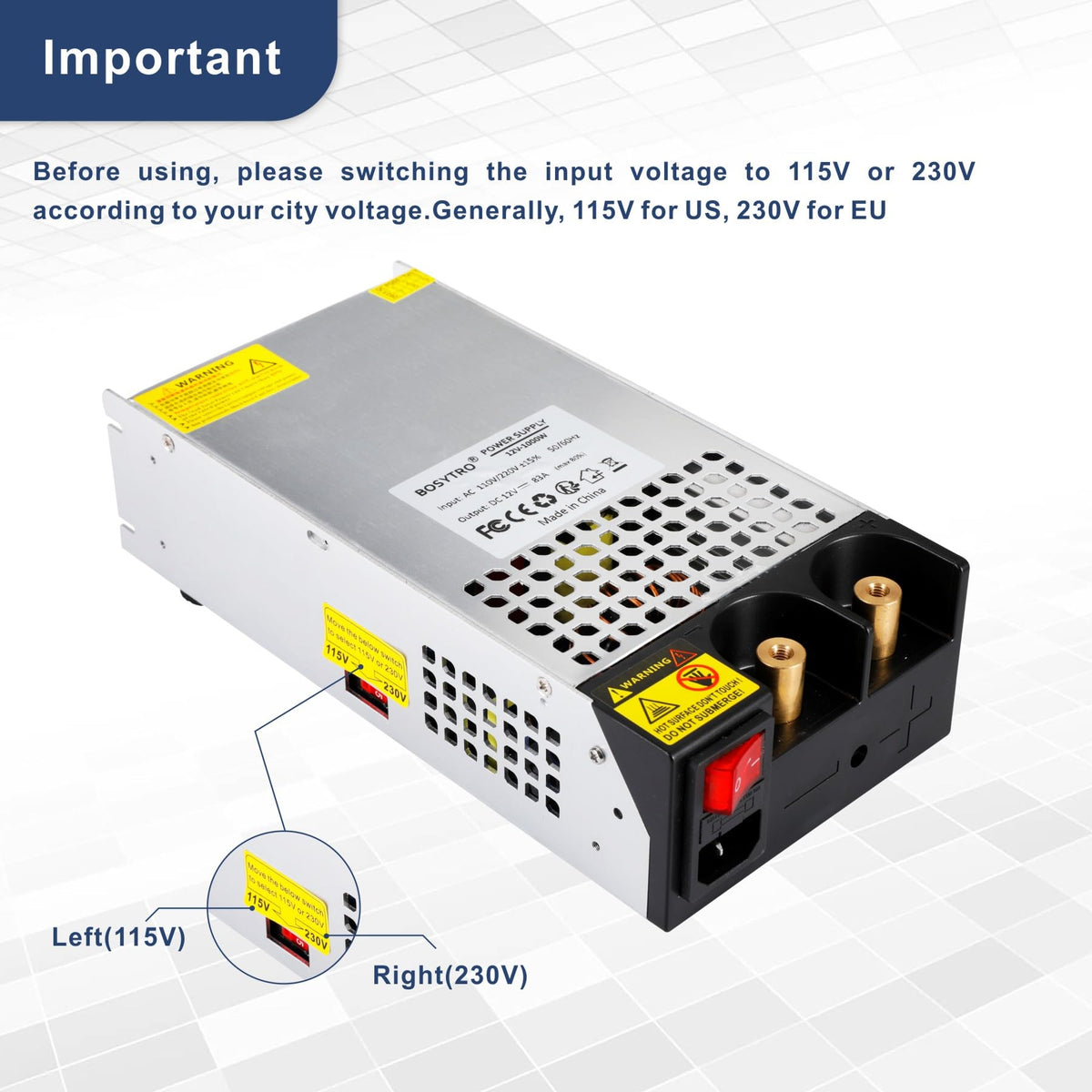 Bosytro 12V power supply used for LED strip lighting with reliable performance