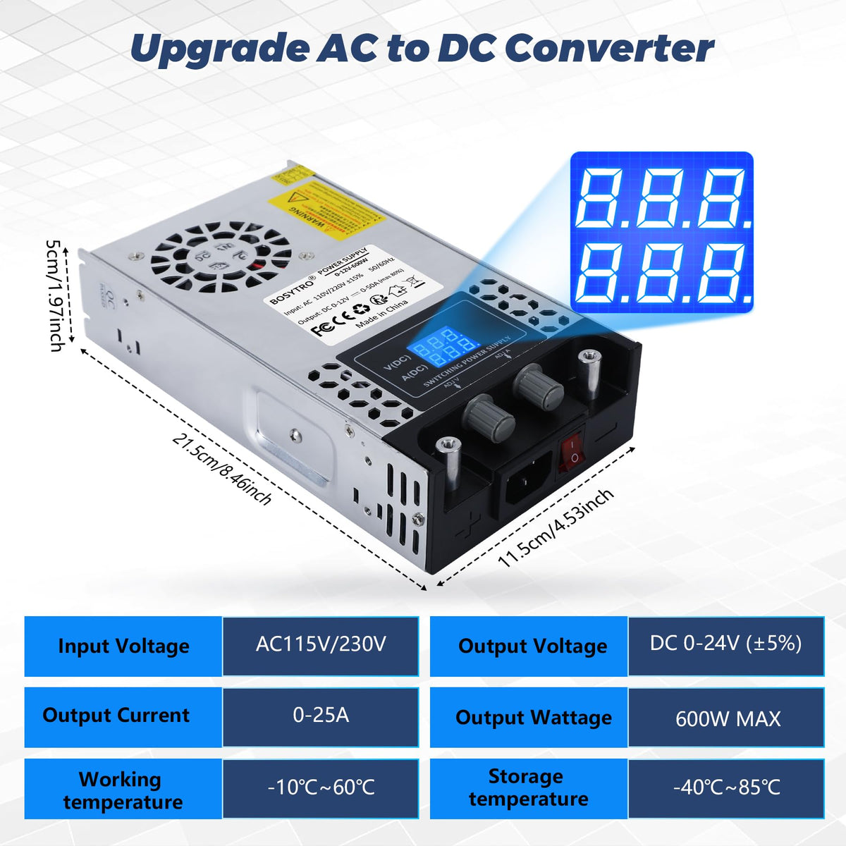 Bosytro AC-DC converter adjustable output voltage for versatile uses