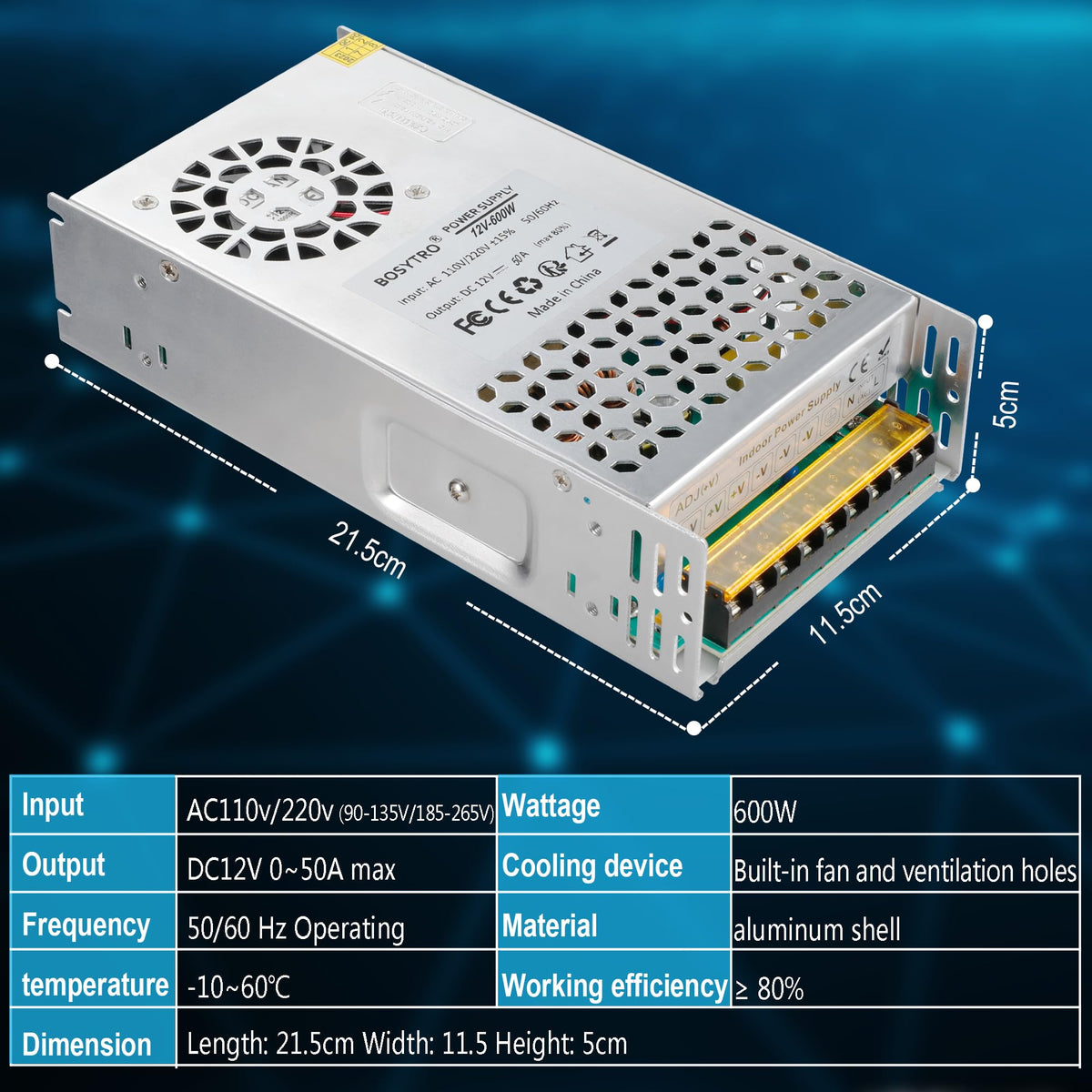 BOSYTRO aluminum enclosure with ventilation holes for durable heat dissipation.