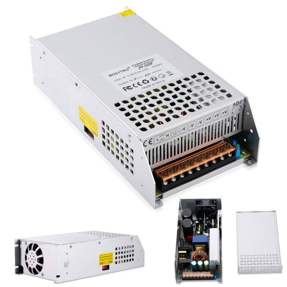 BOSYTRO front panel showing connectors and stable 24V output benefit