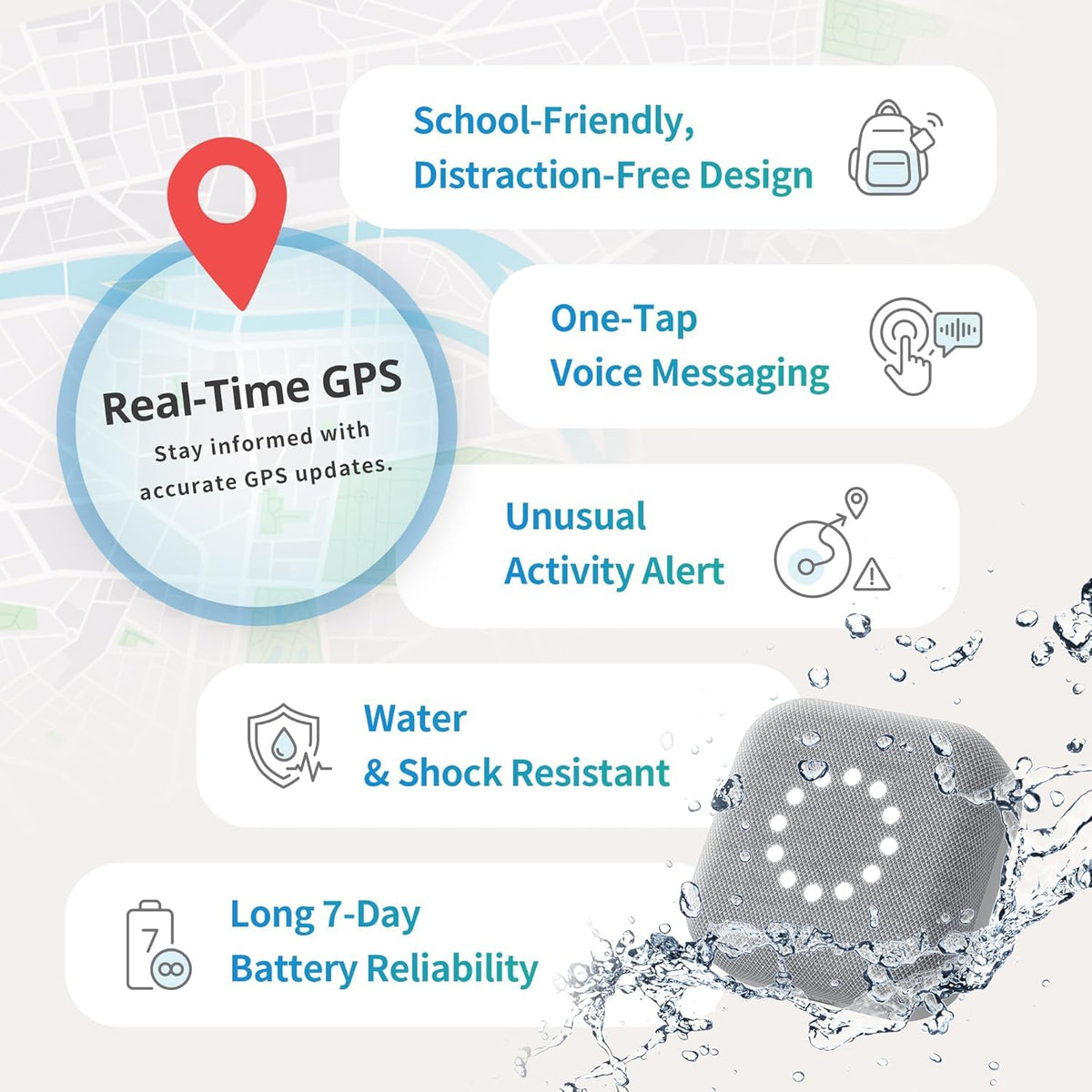 Parent app map view with BoT location, fast reliable real-time tracking