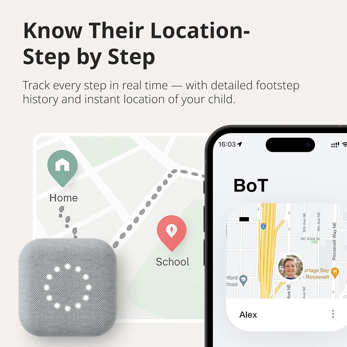 BoT close-up highlighting screen-free interface, simple voice use