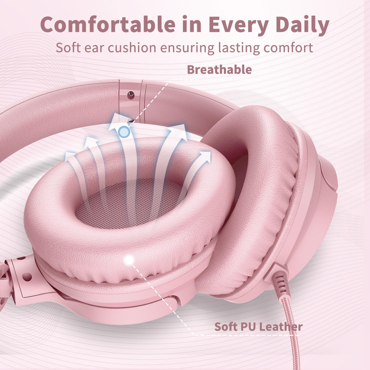 Botesty Sound adjustable over-ear fit with rotating ear cups for a secure feel.