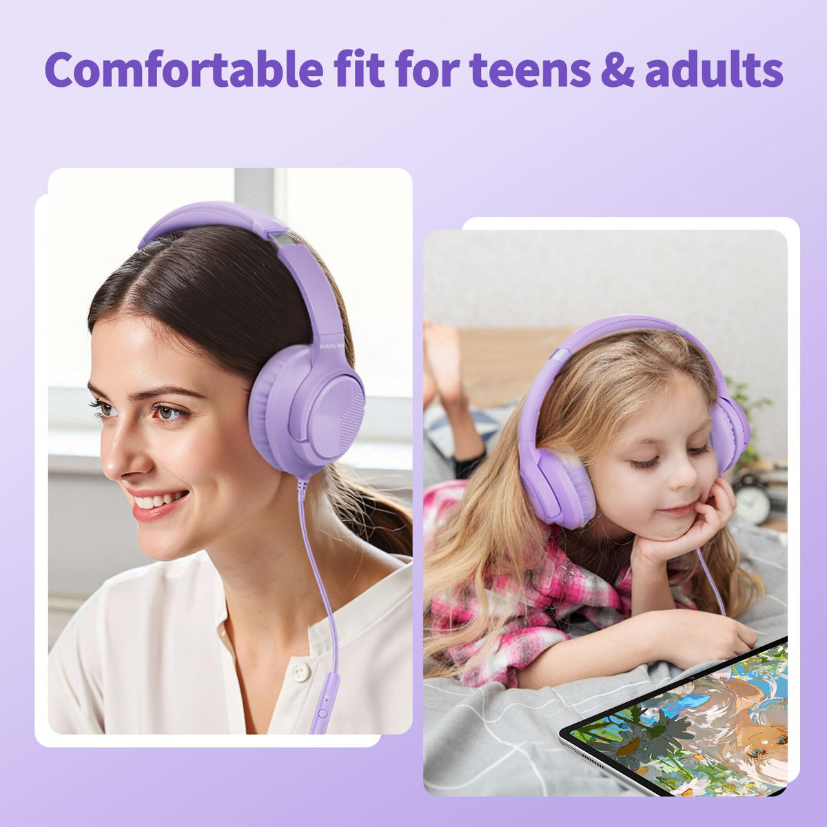 Botesty Sound foldable over ear headphones with 3.5 mm jack for travel.