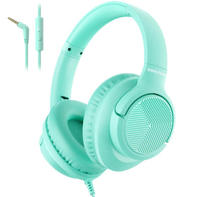 Botesty Sound green over-ear headphones folded for travel