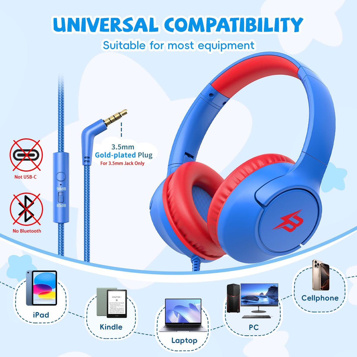 Botesty Sound Kids Headphones with 40mm drivers for clear learning audio.