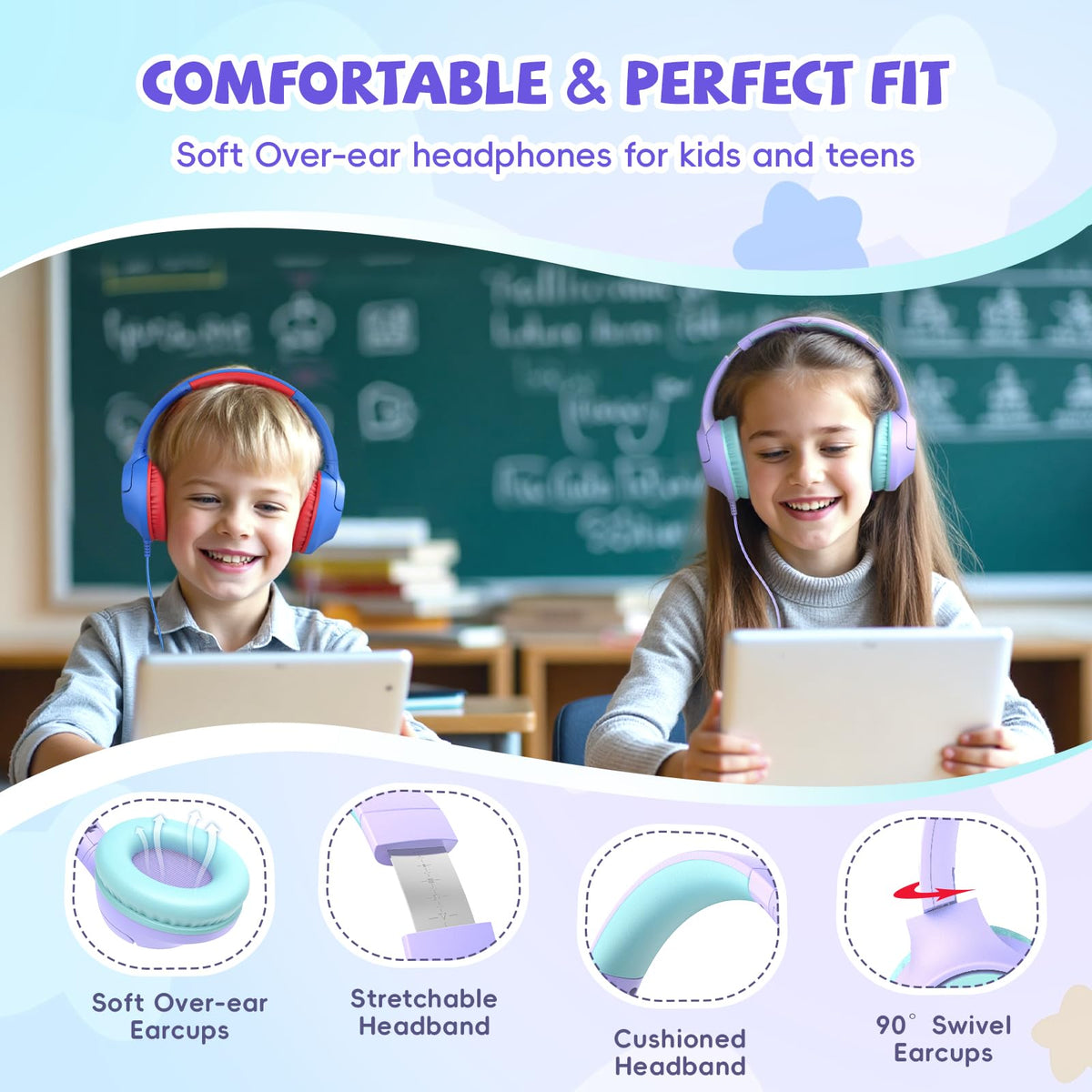 Botesty Sound 40mm drivers deliver clear stereo sound for learning