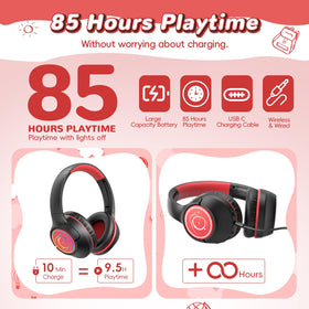 Botesty Sound Kids Headphones LED lights with vibrant colors for fun listening