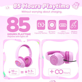 Botesty Sound headphones displaying colorful LED lights during music time