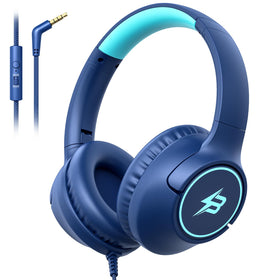 Botesty Sound kids headphones navy blue worn by a student for classroom listening.