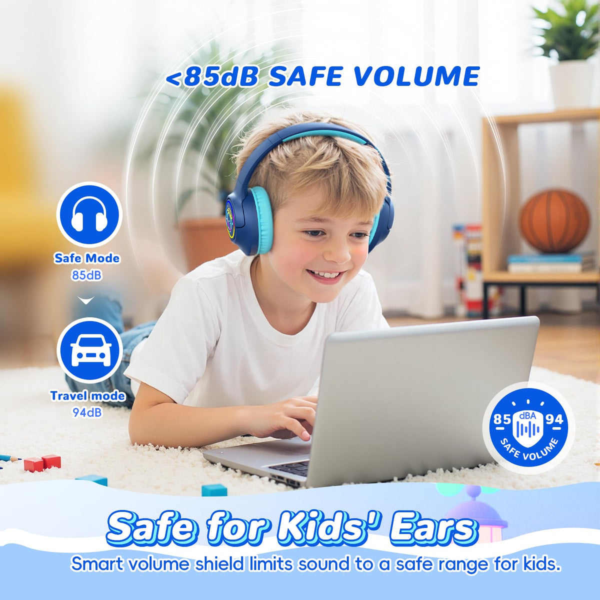Botesty Sound navy blue foldable headphones for compact storage