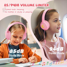 Botesty Sound pink kids headphones folded compact for travel