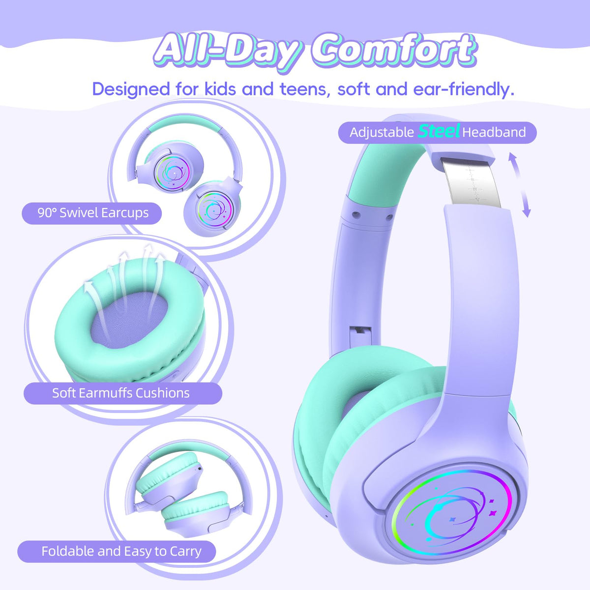 Botesty Sound Kids Headphones with rotatable ear cups for a flexible fit