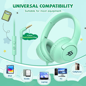 Botesty Sound kids headphones 90-degree swivel earcups for quick adjustments on the go