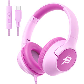 Botesty Sound Kids Headphones USB-C foldable pink, ideal for school and travel