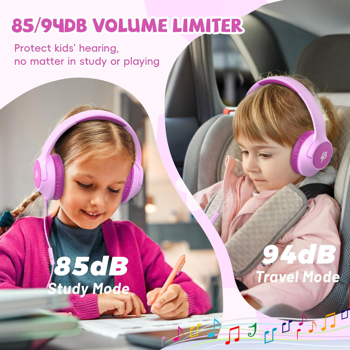 Botesty Sound Kids Headphones USB-C with inline mic, enables online learning calls