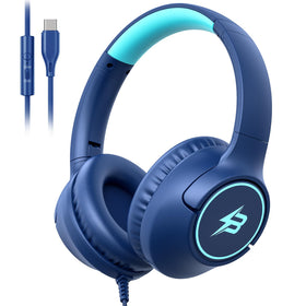 Botesty Sound kids headphones with USB-C navy foldable for easy school bag storage.