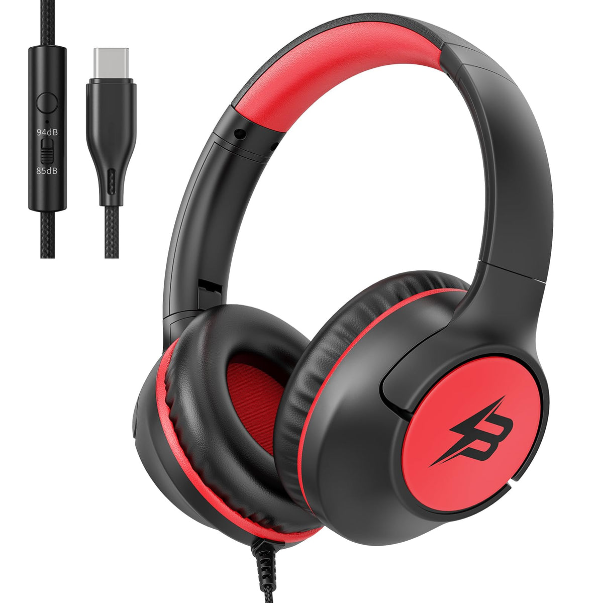 Botesty Sound kids headphones with USB-C plug, foldable design for travel and classroom use