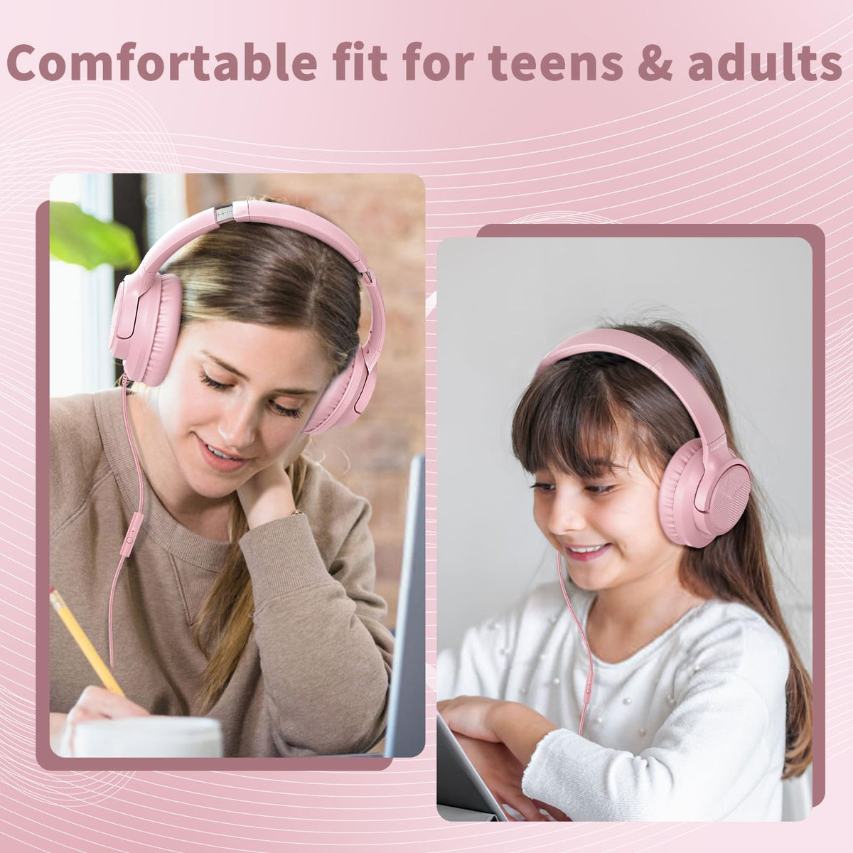 Botesty Sound headphones with nylon cord of 4.9 feet reduces tangles during daily use.