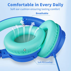 Botesty Sound wired headphones adjustable headband for a comfortable fit.