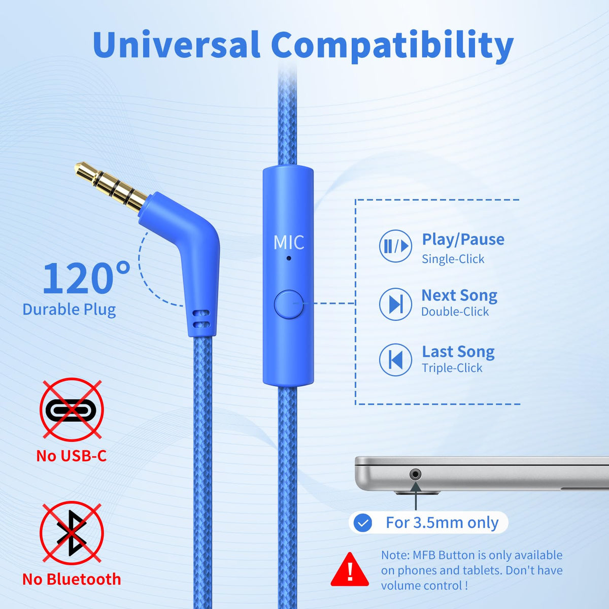 Botesty Sound wired headphones nylon cable braid resists tangling in daily use.