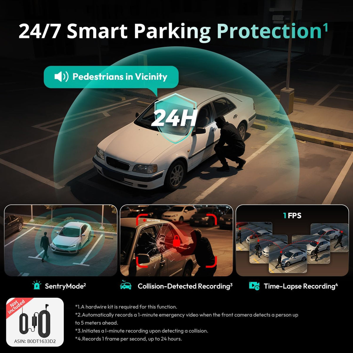 BOTSLAB 24/7 parking mode records events while you are away.
