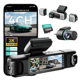BOTSLAB 3K 4-Channel dash cam front view captures clear license plates at night