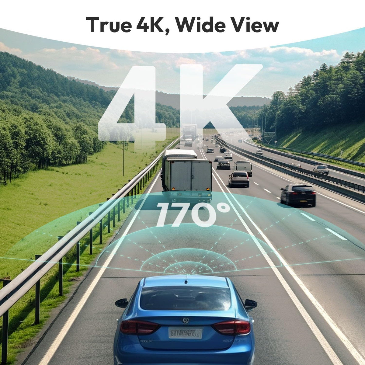 BOTSLAB 4K rear dashcam records vehicles behind you for safer driving.
