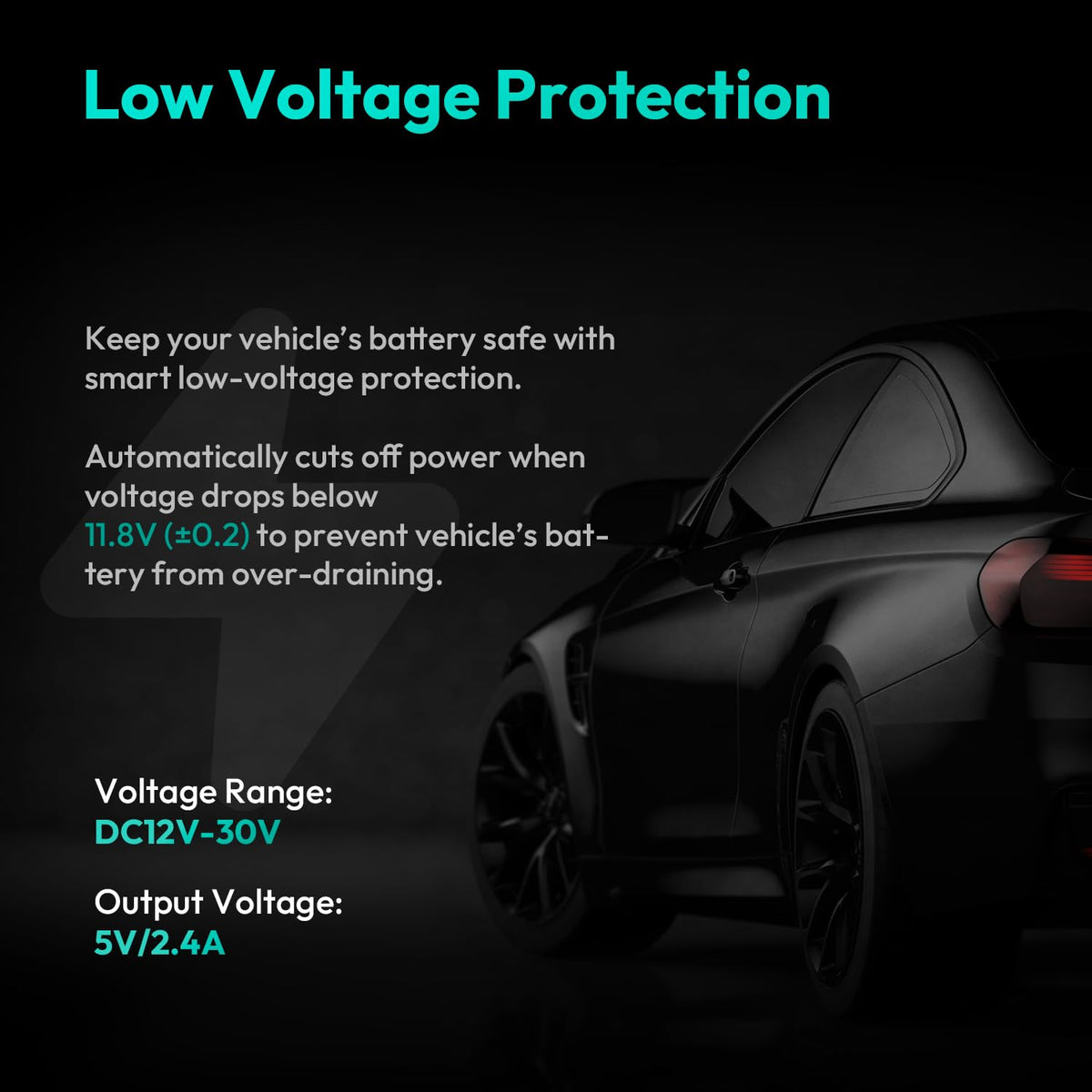 BOTSLAB long 11-foot cable routed along vehicle trim, flexible installation benefit