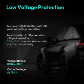 BOTSLAB long 11-foot cable routed along vehicle trim, flexible installation benefit
