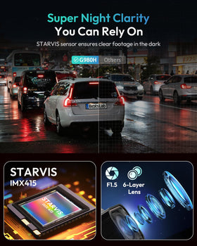 BOTSLAB dash cam ADAS alerts and driving safety indicators in view