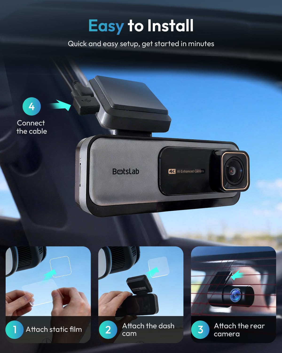 BOTSLAB simple front and rear camera installation with clean setup