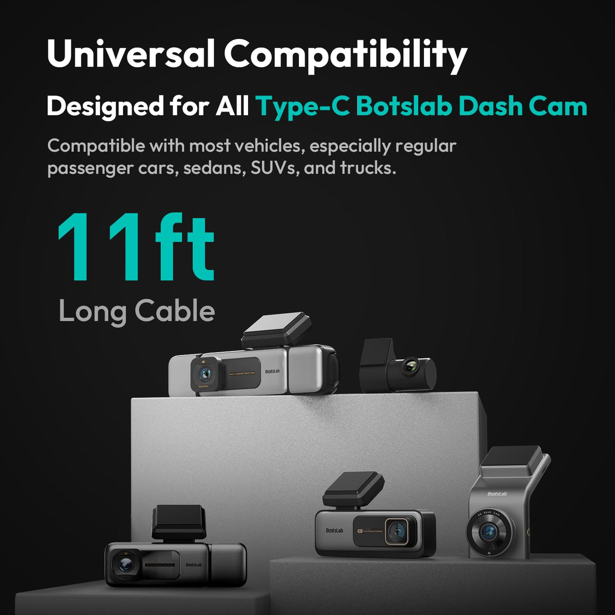 BOTSLAB power output 5V 2.4A supports dashcam operation