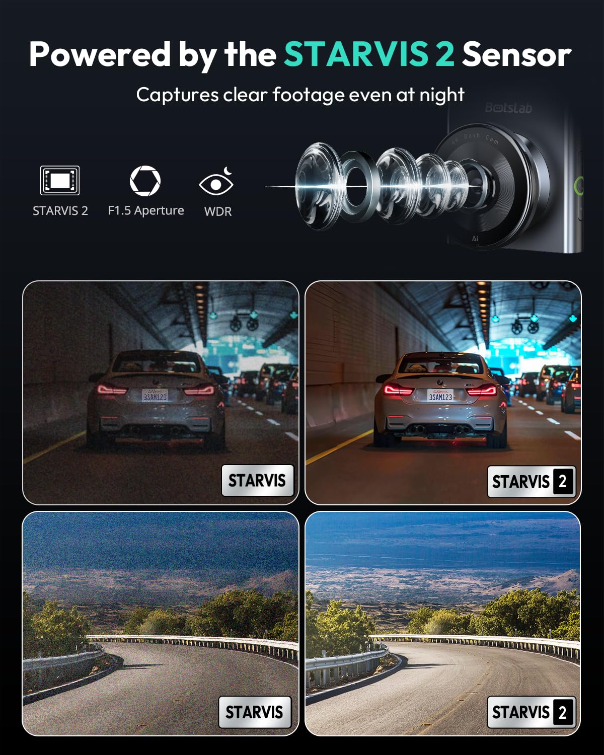 BOTSLAB G300 PLUS wide-front-angle image reduces blind spots for safer driving