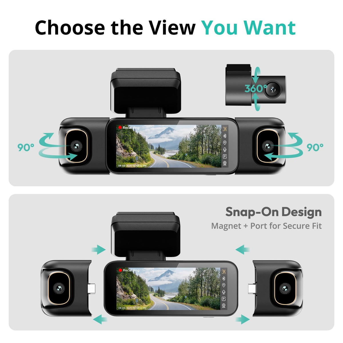 BOTSLAB magnetic side camera left at 120-degree angle for versatile setup